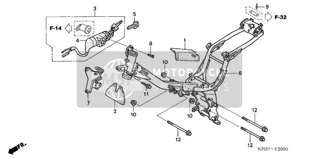 Honda ANF125 2003 Cuerpo del marco para un 2003 Honda ANF125